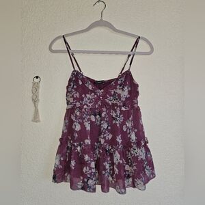 Abercrombie & Fitch Tiered Purple and White Camisole